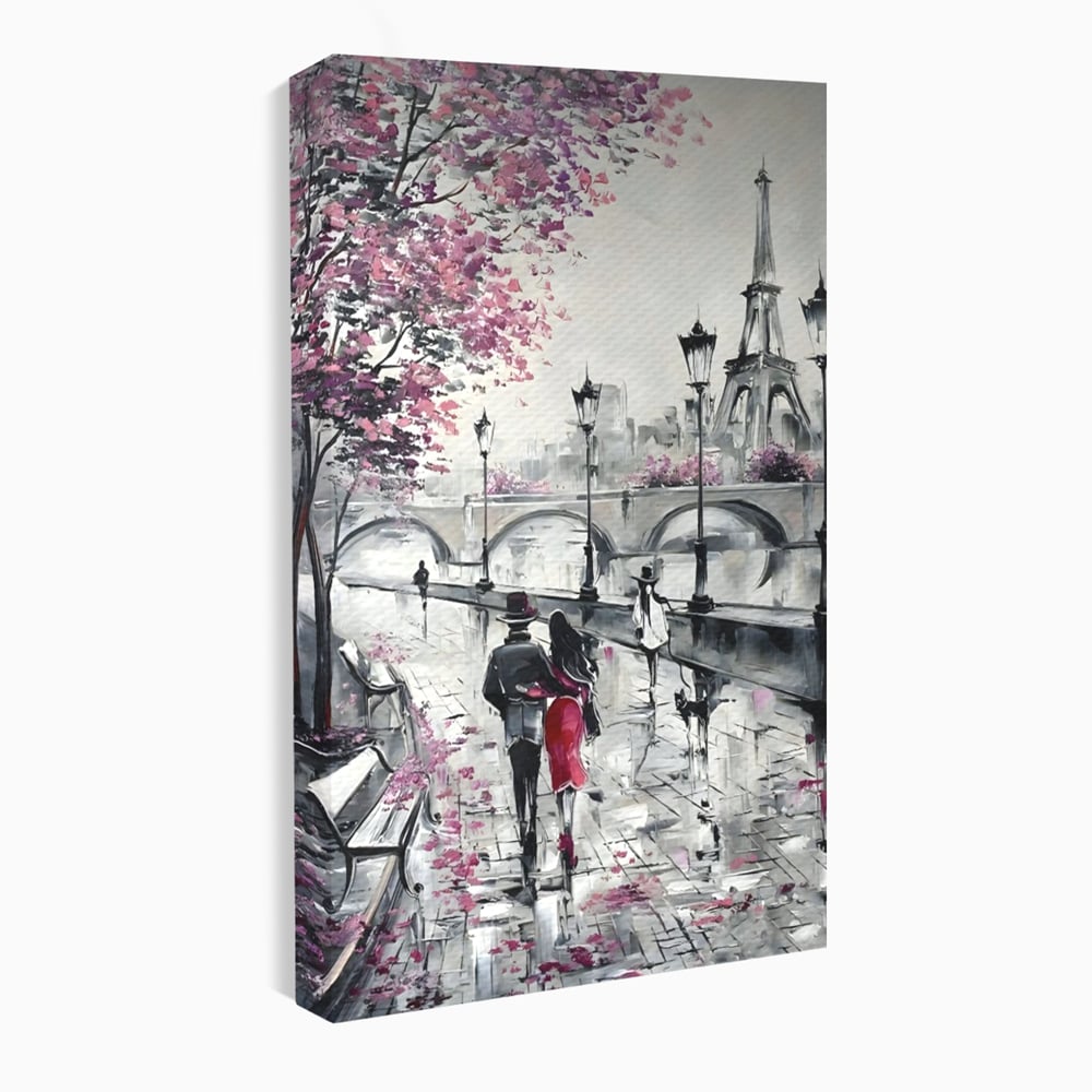 Tablou Canvas Premium LuxCanva® C1048, Love In Paris , Culori, Love, Paris, Couple, Living Room, Bedroom, Relaxare, Culori Vibrante