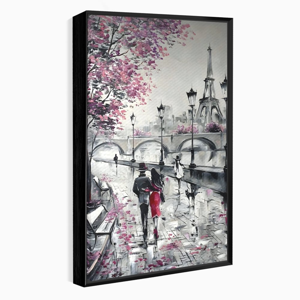 Tablou Canvas Premium LuxCanva® C1048, Love In Paris , Culori, Love, Paris, Couple, Living Room, Bedroom, Relaxare, Culori Vibrante