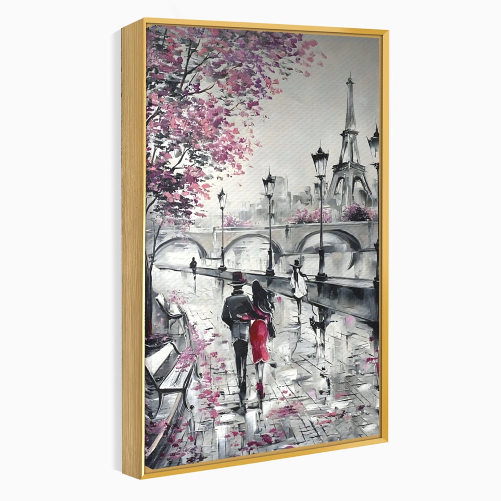 Tablou Canvas Premium LuxCanva® C1048, Love In Paris , Culori, Love, Paris, Couple, Living Room, Bedroom, Relaxare, Culori Vibrante