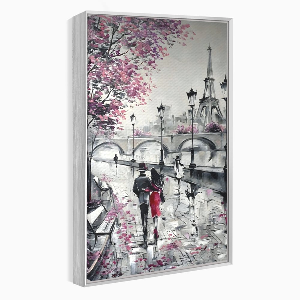 Tablou Canvas Premium LuxCanva® C1048, Love In Paris , Culori, Love, Paris, Couple, Living Room, Bedroom, Relaxare, Culori Vibrante