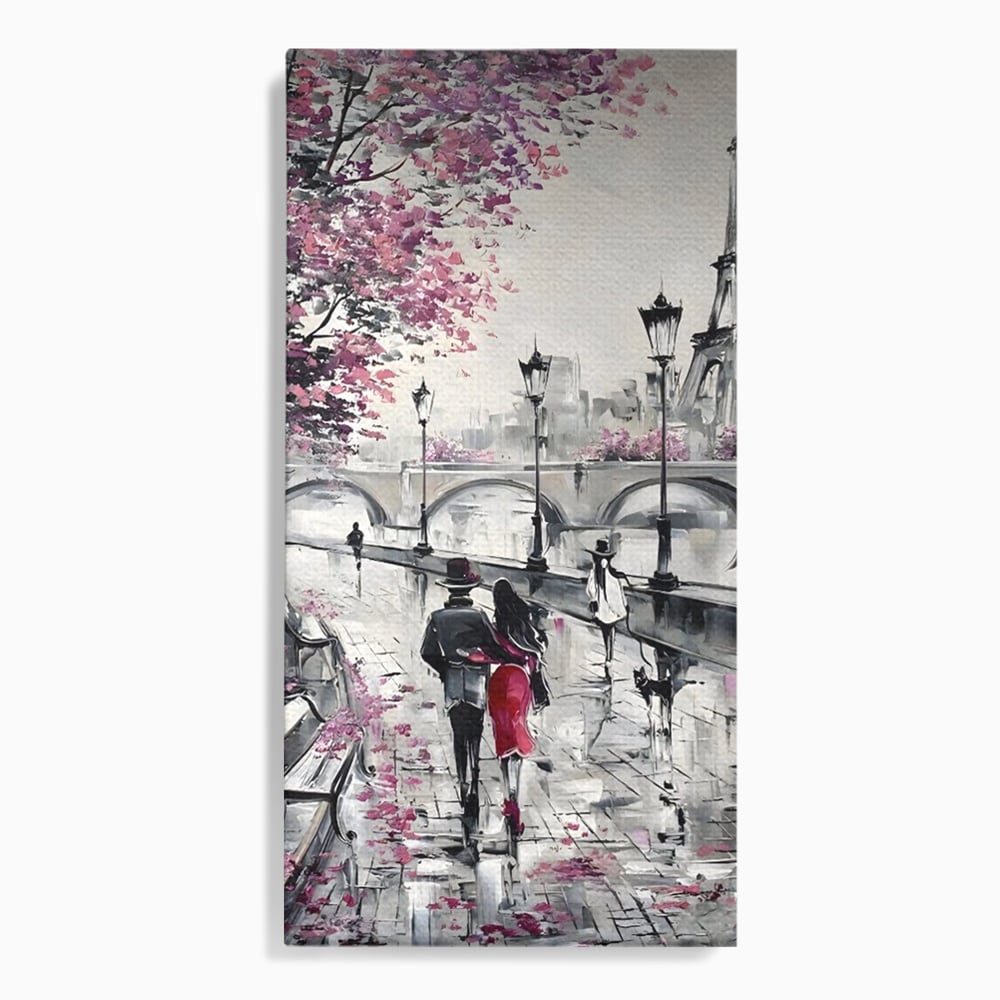 Tablou Canvas Premium LuxCanva® C1048, Love In Paris , Culori, Love, Paris, Couple, Living Room, Bedroom, Relaxare, Culori Vibrante
