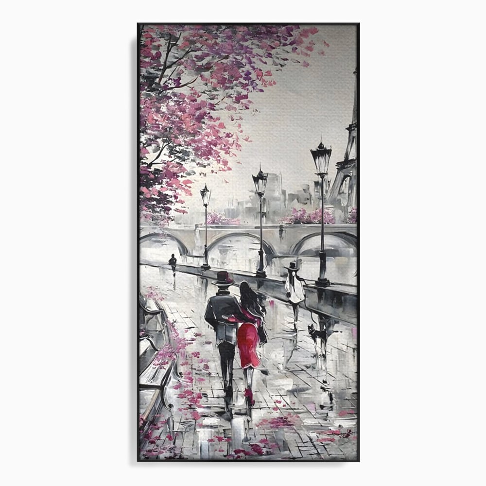 Tablou Canvas Premium LuxCanva® C1048, Love In Paris , Culori, Love, Paris, Couple, Living Room, Bedroom, Relaxare, Culori Vibrante