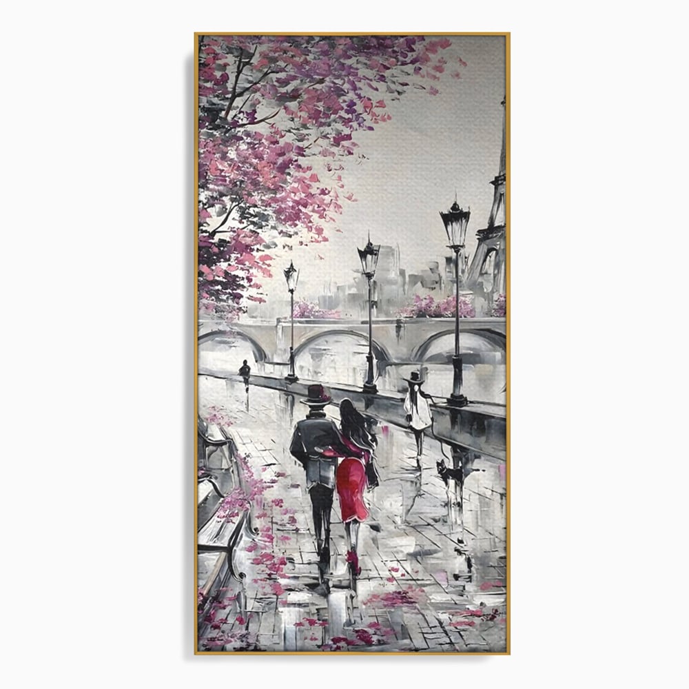 Tablou Canvas Premium LuxCanva® C1048, Love In Paris , Culori, Love, Paris, Couple, Living Room, Bedroom, Relaxare, Culori Vibrante