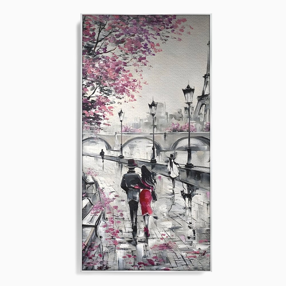 Tablou Canvas Premium LuxCanva® C1048, Love In Paris , Culori, Love, Paris, Couple, Living Room, Bedroom, Relaxare, Culori Vibrante