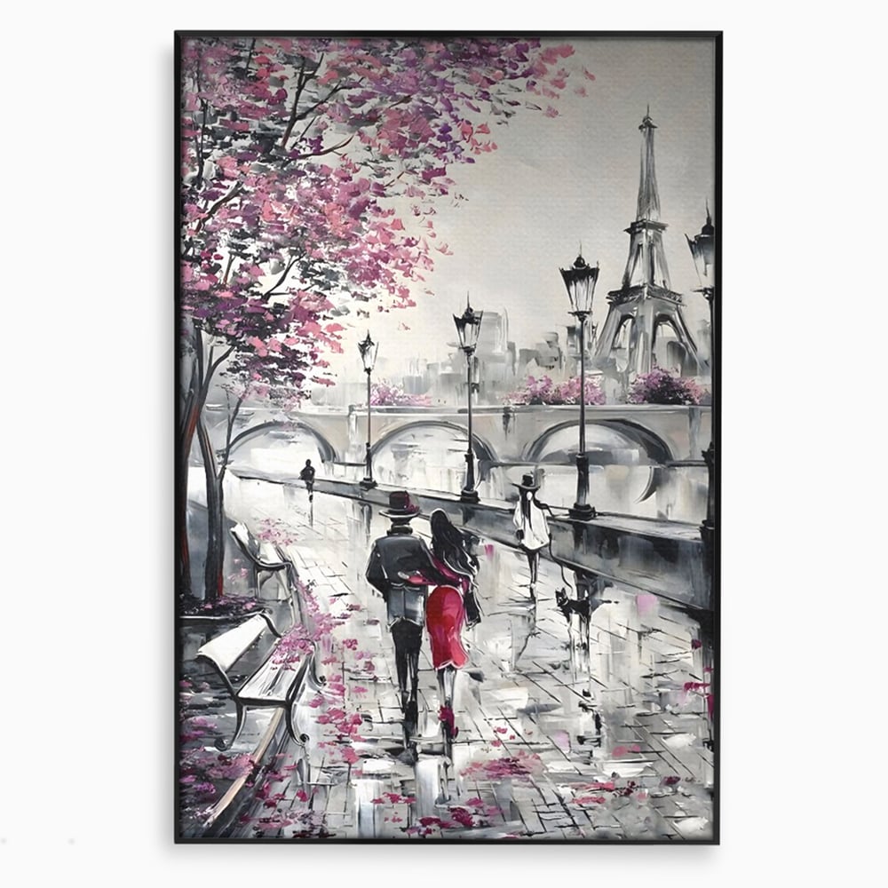Tablou Canvas Premium LuxCanva® C1048, Love In Paris , Culori, Love, Paris, Couple, Living Room, Bedroom, Relaxare, Culori Vibrante