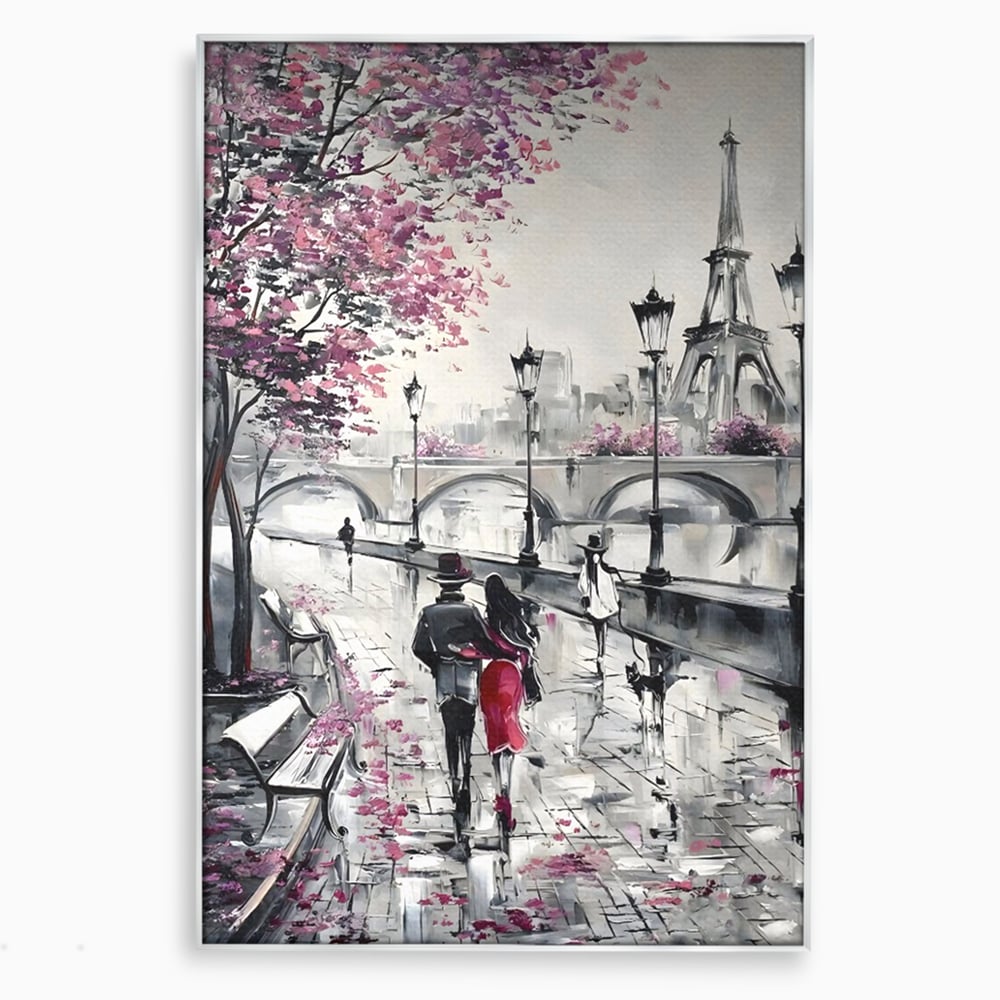Tablou Canvas Premium LuxCanva® C1048, Love In Paris , Culori, Love, Paris, Couple, Living Room, Bedroom, Relaxare, Culori Vibrante