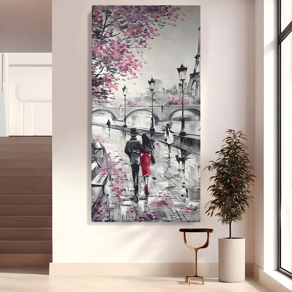 Tablou Canvas Premium LuxCanva® C1048, Love In Paris , Culori, Love, Paris, Couple, Living Room, Bedroom, Relaxare, Culori Vibrante