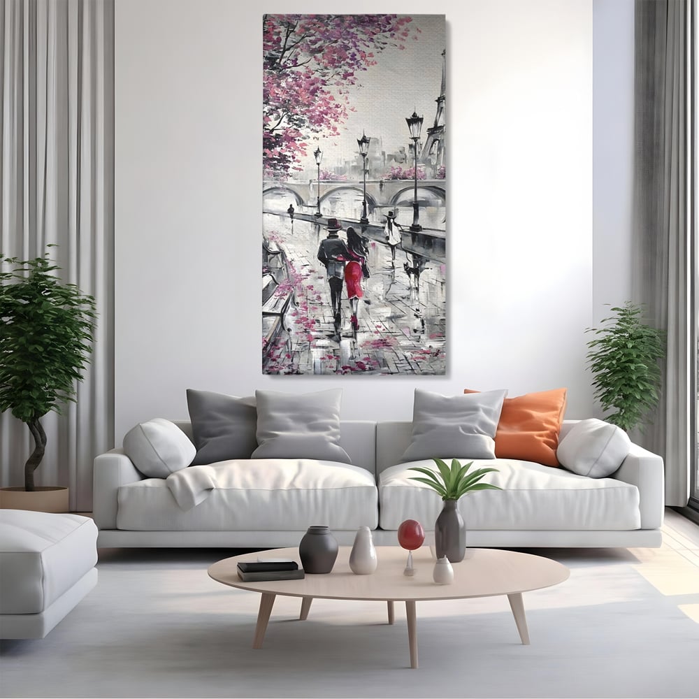 Tablou Canvas Premium LuxCanva® C1048, Love In Paris , Culori, Love, Paris, Couple, Living Room, Bedroom, Relaxare, Culori Vibrante