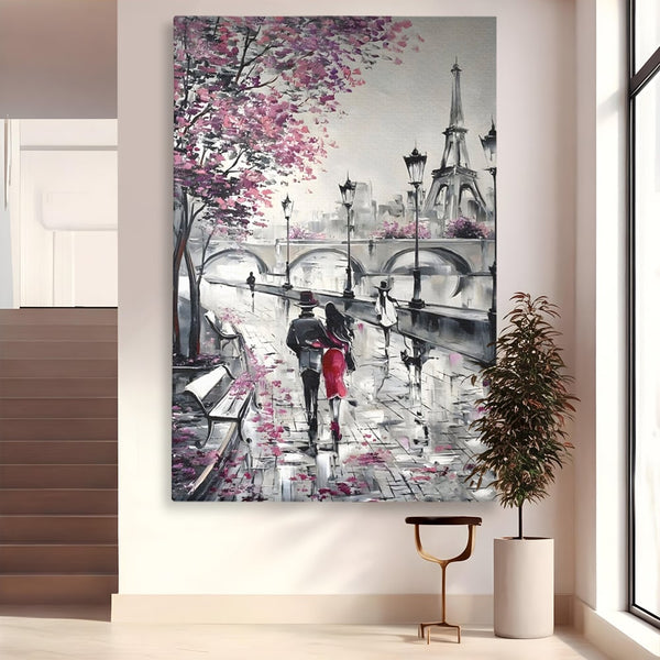 Tablou Canvas Premium LuxCanva® C1048, Love In Paris , Culori, Love, Paris, Couple, Living Room, Bedroom, Relaxare, Culori Vibrante