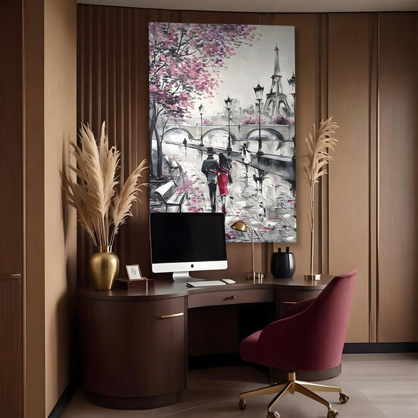 Tablou Canvas Premium LuxCanva® C1048, Love In Paris , Culori, Love, Paris, Couple, Living Room, Bedroom, Relaxare, Culori Vibrante