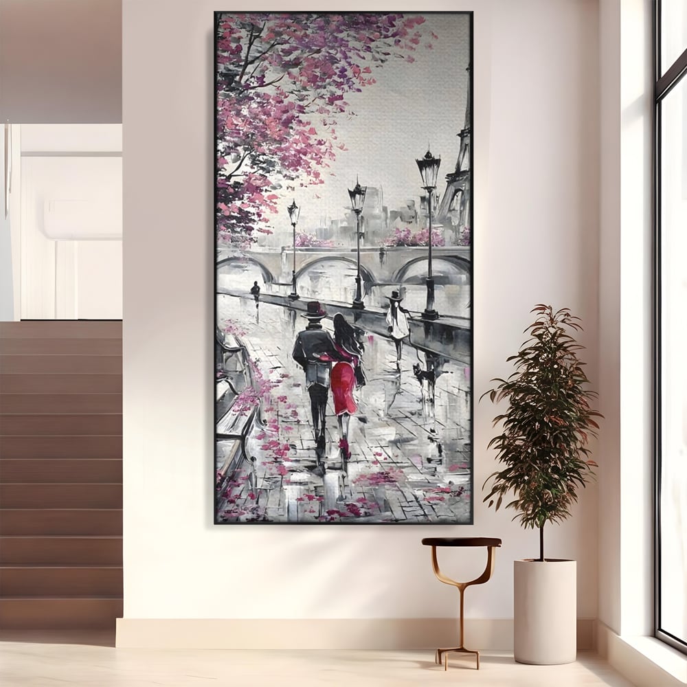 Tablou Canvas Premium LuxCanva® C1048, Love In Paris , Culori, Love, Paris, Couple, Living Room, Bedroom, Relaxare, Culori Vibrante