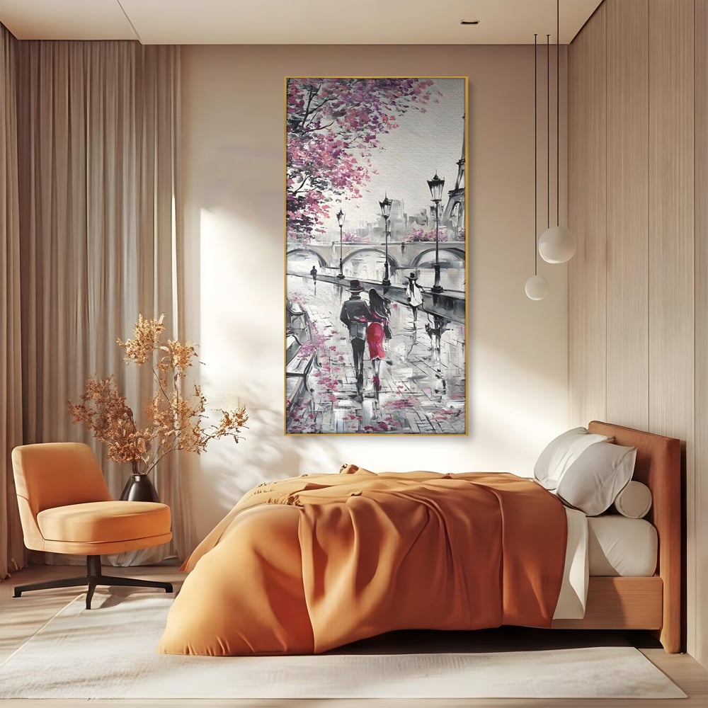 Tablou Canvas Premium LuxCanva® C1048, Love In Paris , Culori, Love, Paris, Couple, Living Room, Bedroom, Relaxare, Culori Vibrante