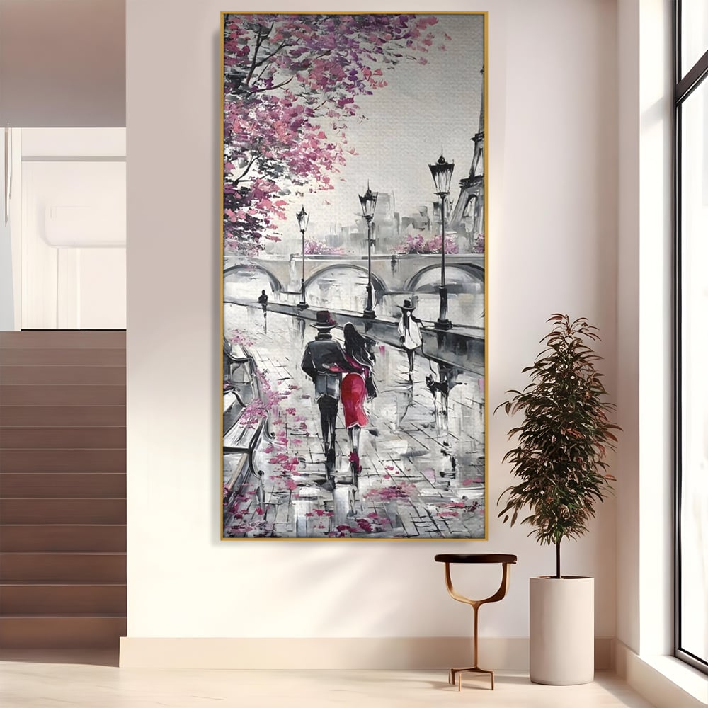 Tablou Canvas Premium LuxCanva® C1048, Love In Paris , Culori, Love, Paris, Couple, Living Room, Bedroom, Relaxare, Culori Vibrante