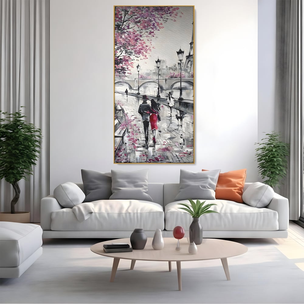 Tablou Canvas Premium LuxCanva® C1048, Love In Paris , Culori, Love, Paris, Couple, Living Room, Bedroom, Relaxare, Culori Vibrante