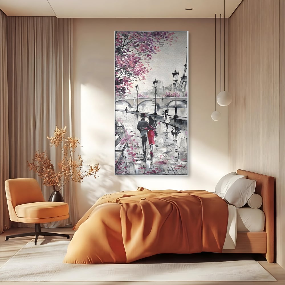 Tablou Canvas Premium LuxCanva® C1048, Love In Paris , Culori, Love, Paris, Couple, Living Room, Bedroom, Relaxare, Culori Vibrante