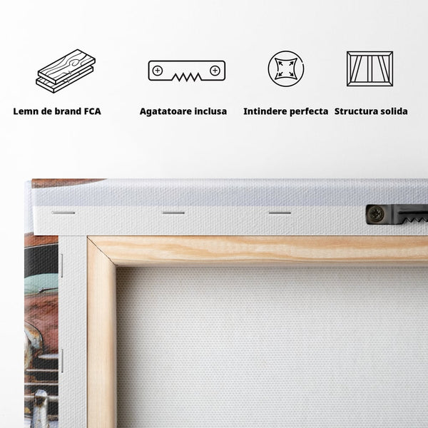 Tablou Canvas Premium LuxCanva® C1049, Old Cars ,  Culori, Backyard, Old Cars, Living Room, Bedroom, Relaxare, Culori Vibrante