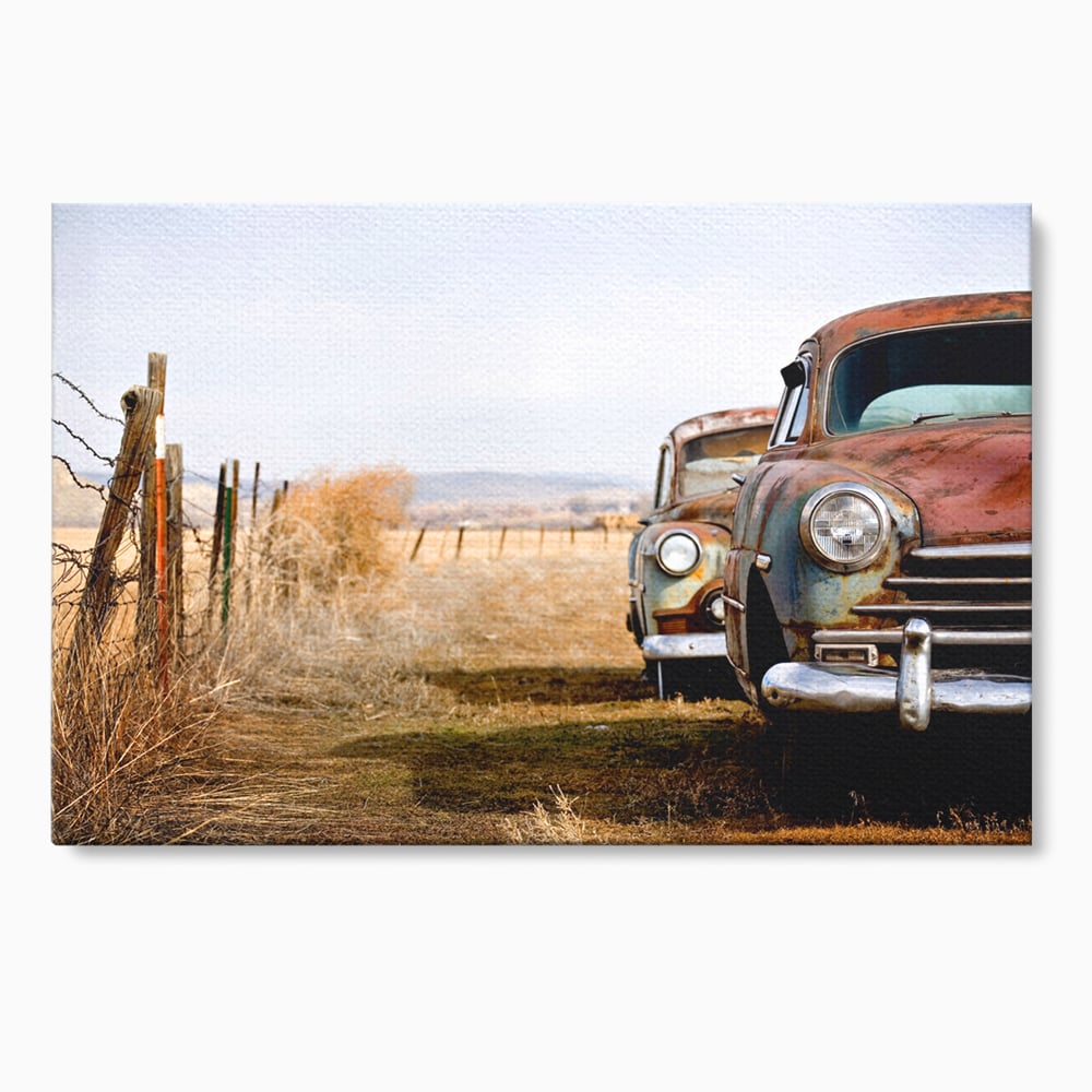 Tablou Canvas Premium LuxCanva® C1049, Old Cars ,  Culori, Backyard, Old Cars, Living Room, Bedroom, Relaxare, Culori Vibrante