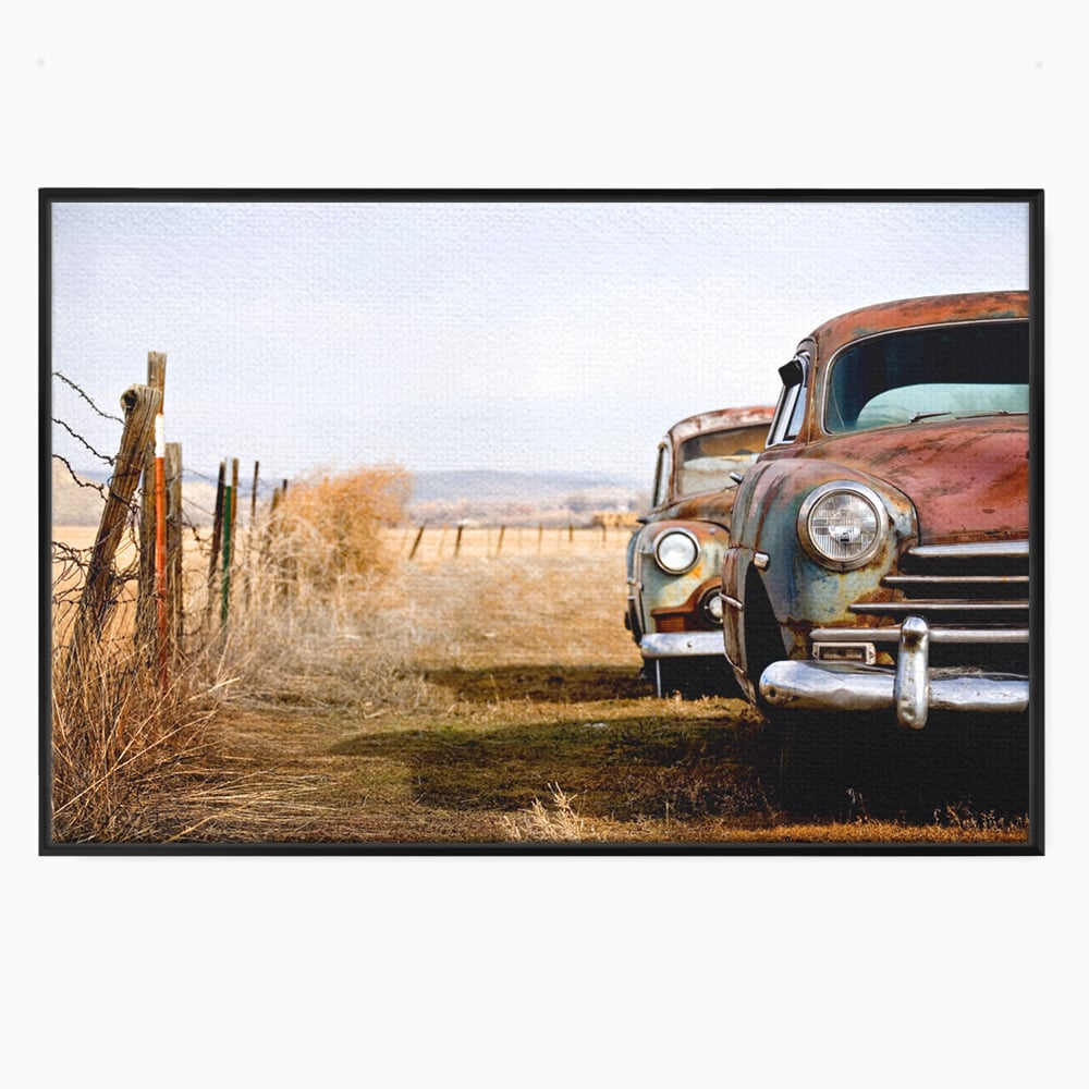 Tablou Canvas Premium LuxCanva® C1049, Old Cars ,  Culori, Backyard, Old Cars, Living Room, Bedroom, Relaxare, Culori Vibrante