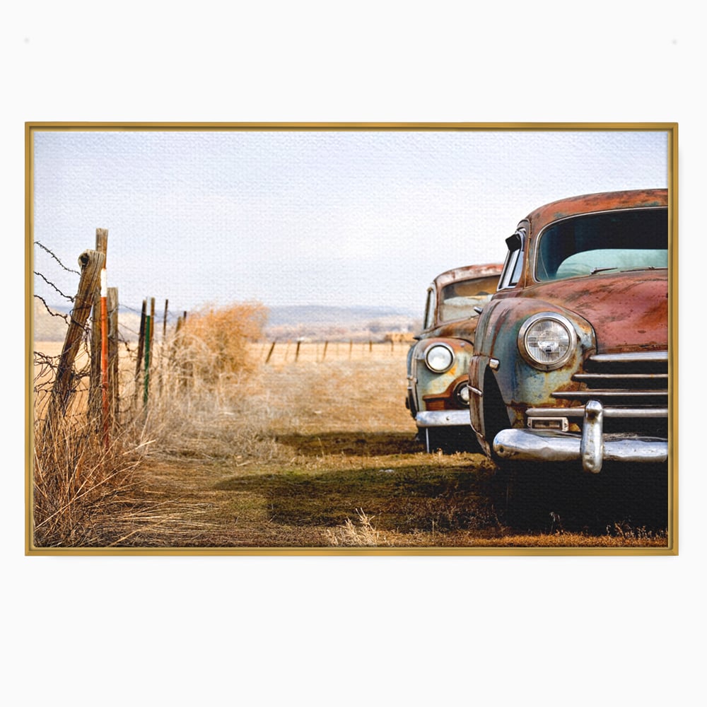 Tablou Canvas Premium LuxCanva® C1049, Old Cars ,  Culori, Backyard, Old Cars, Living Room, Bedroom, Relaxare, Culori Vibrante