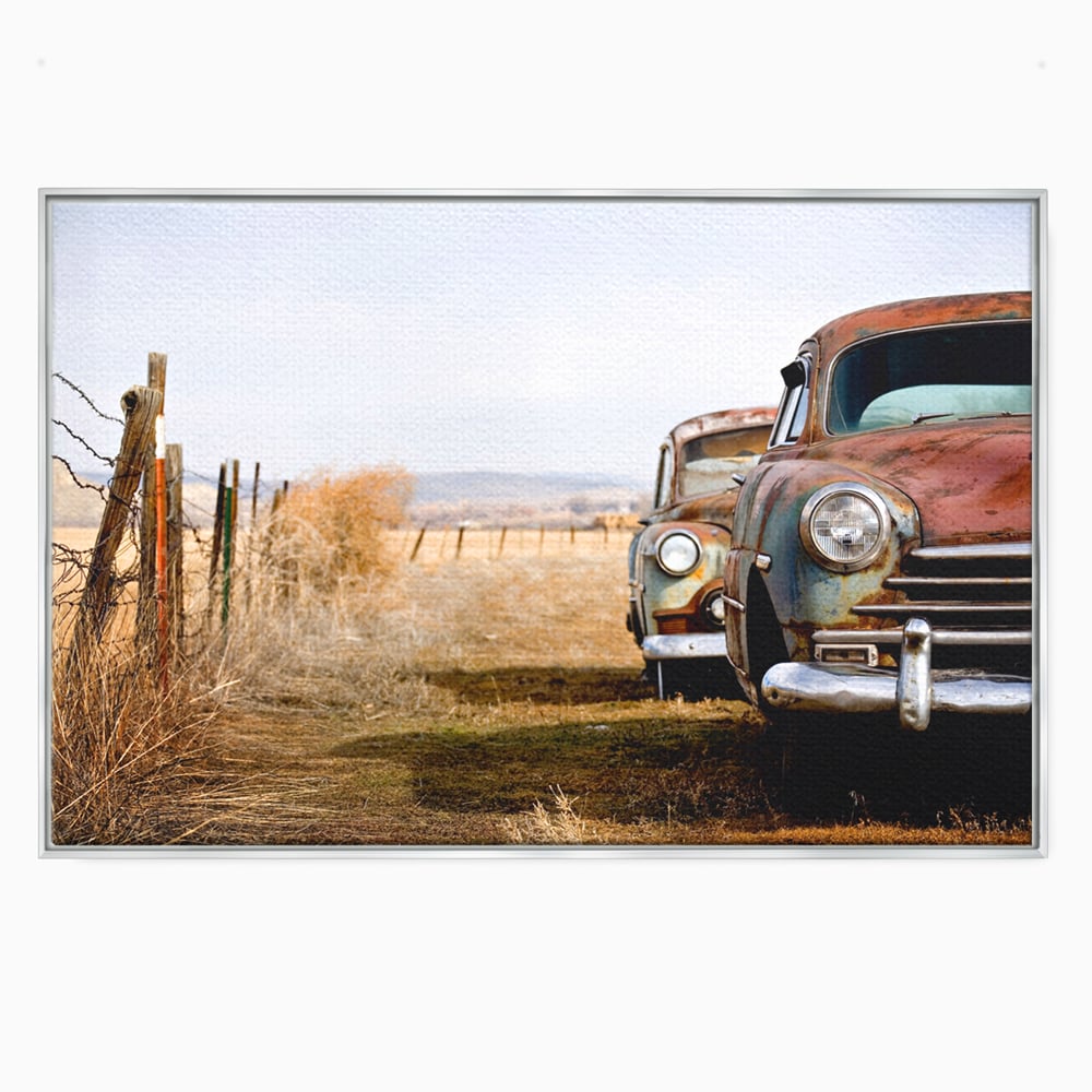 Tablou Canvas Premium LuxCanva® C1049, Old Cars ,  Culori, Backyard, Old Cars, Living Room, Bedroom, Relaxare, Culori Vibrante