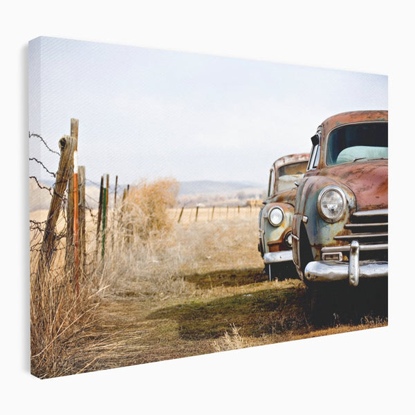 Tablou Canvas Premium LuxCanva® C1049, Old Cars ,  Culori, Backyard, Old Cars, Living Room, Bedroom, Relaxare, Culori Vibrante