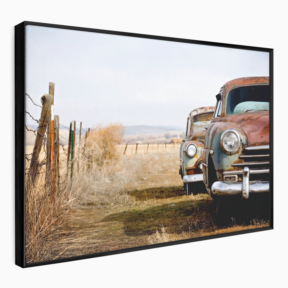 Tablou Canvas Premium LuxCanva® C1049, Old Cars ,  Culori, Backyard, Old Cars, Living Room, Bedroom, Relaxare, Culori Vibrante