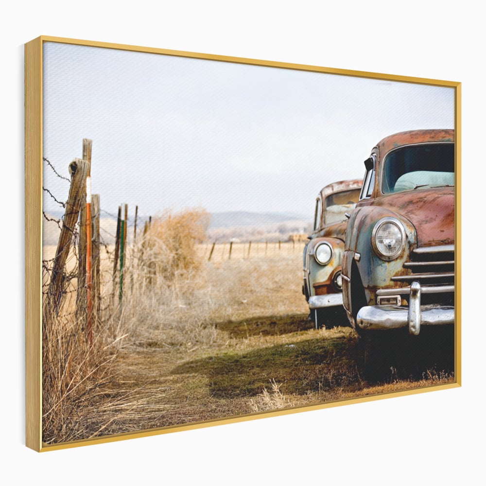 Tablou Canvas Premium LuxCanva® C1049, Old Cars ,  Culori, Backyard, Old Cars, Living Room, Bedroom, Relaxare, Culori Vibrante