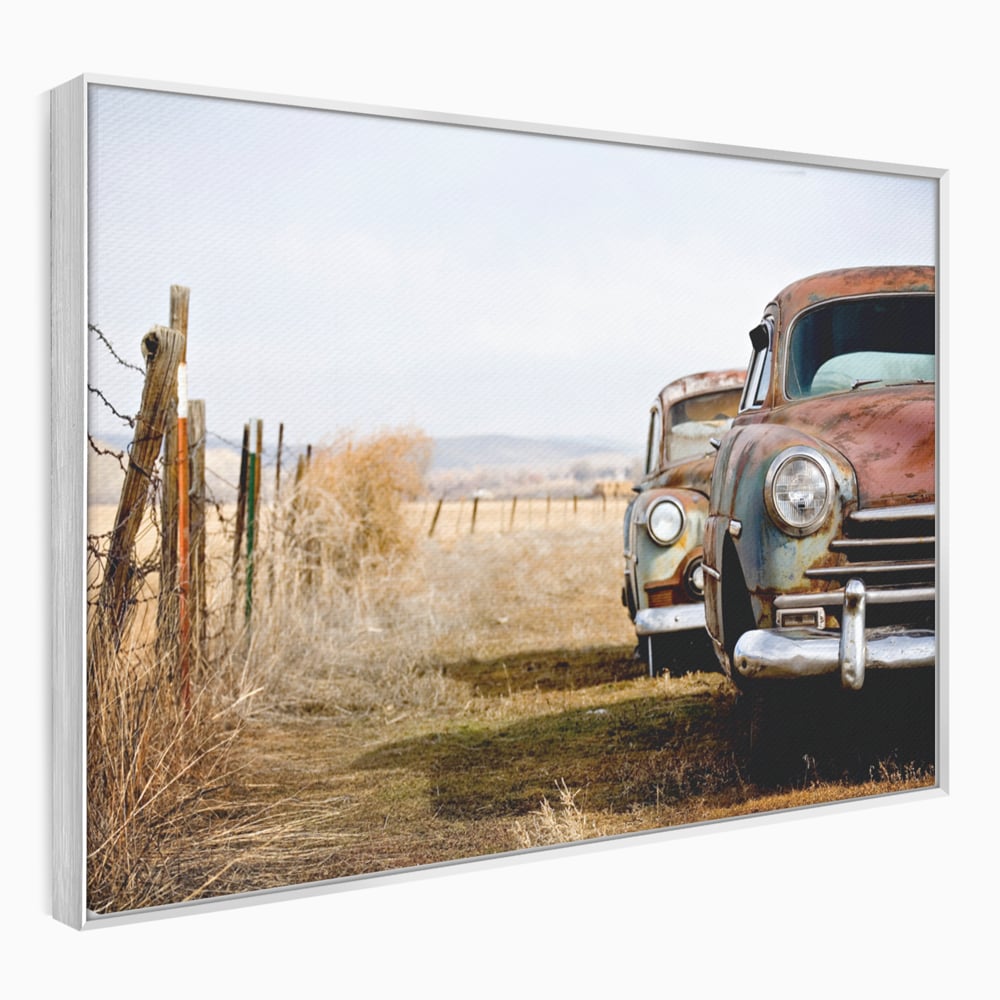Tablou Canvas Premium LuxCanva® C1049, Old Cars ,  Culori, Backyard, Old Cars, Living Room, Bedroom, Relaxare, Culori Vibrante