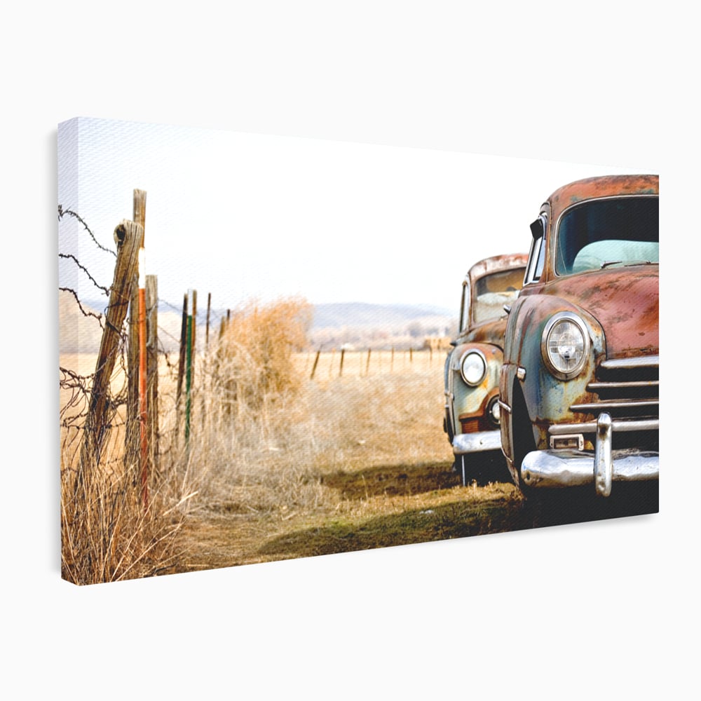 Tablou Canvas Premium LuxCanva® C1049, Old Cars ,  Culori, Backyard, Old Cars, Living Room, Bedroom, Relaxare, Culori Vibrante