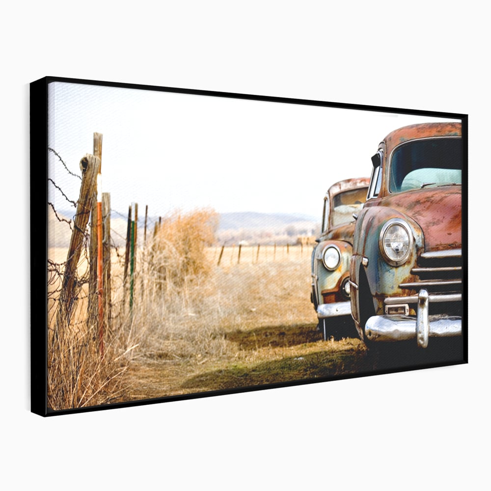 Tablou Canvas Premium LuxCanva® C1049, Old Cars ,  Culori, Backyard, Old Cars, Living Room, Bedroom, Relaxare, Culori Vibrante