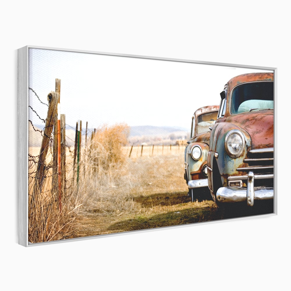 Tablou Canvas Premium LuxCanva® C1049, Old Cars ,  Culori, Backyard, Old Cars, Living Room, Bedroom, Relaxare, Culori Vibrante