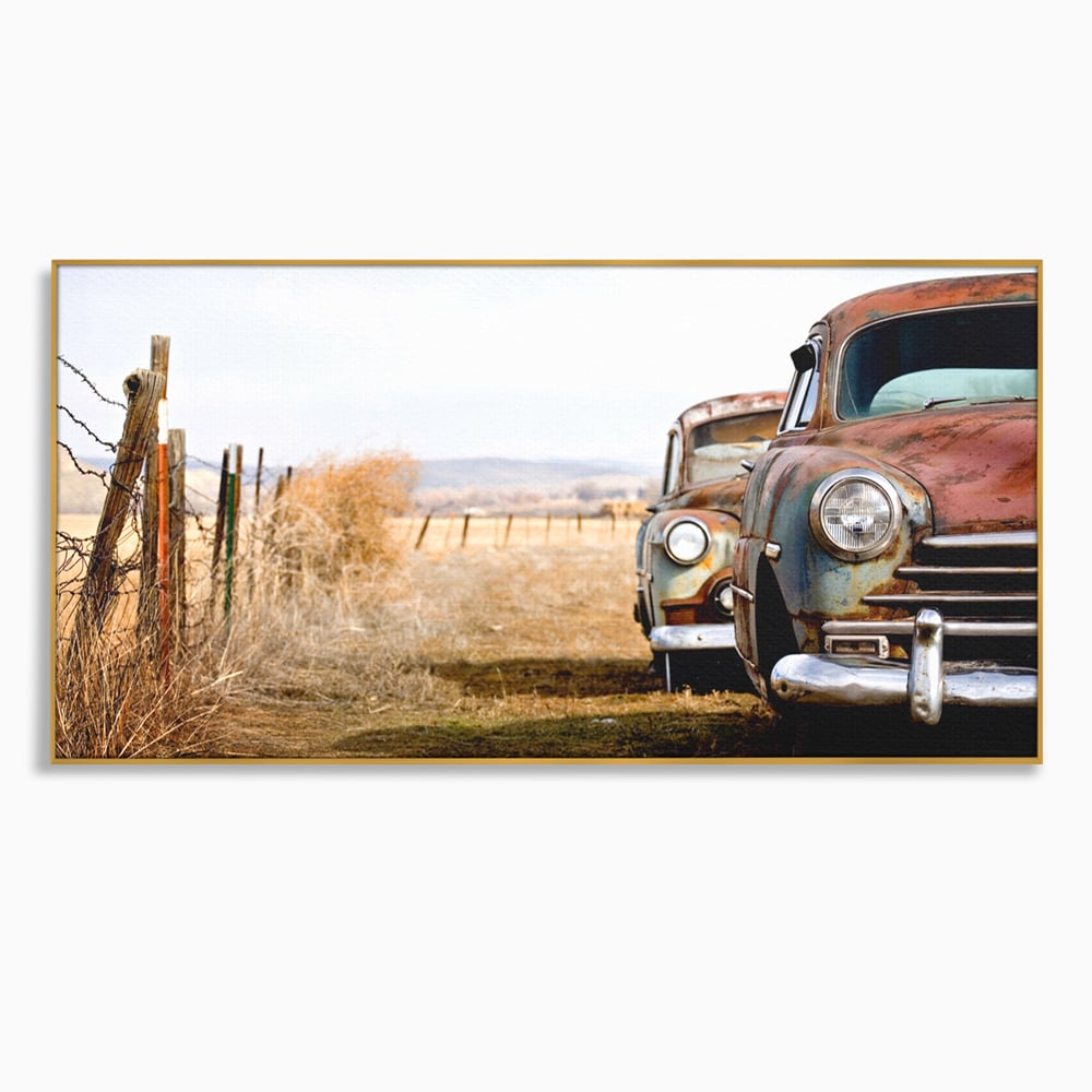 Tablou Canvas Premium LuxCanva® C1049, Old Cars ,  Culori, Backyard, Old Cars, Living Room, Bedroom, Relaxare, Culori Vibrante
