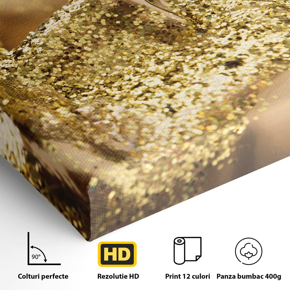 Tablou Canvas Premium LuxCanva® C1051, Golden Face , Culori, Gold, Face, Living Room, Bedroom, Relaxare, Culori Vibrante