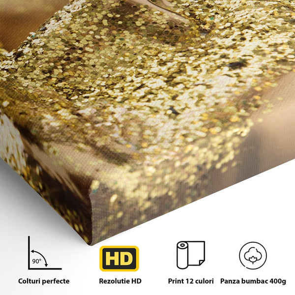 Tablou Canvas Premium LuxCanva® C1051, Golden Face , Culori, Gold, Face, Living Room, Bedroom, Relaxare, Culori Vibrante