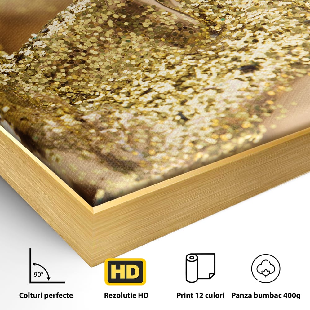 Tablou Canvas Premium LuxCanva® C1051, Golden Face , Culori, Gold, Face, Living Room, Bedroom, Relaxare, Culori Vibrante