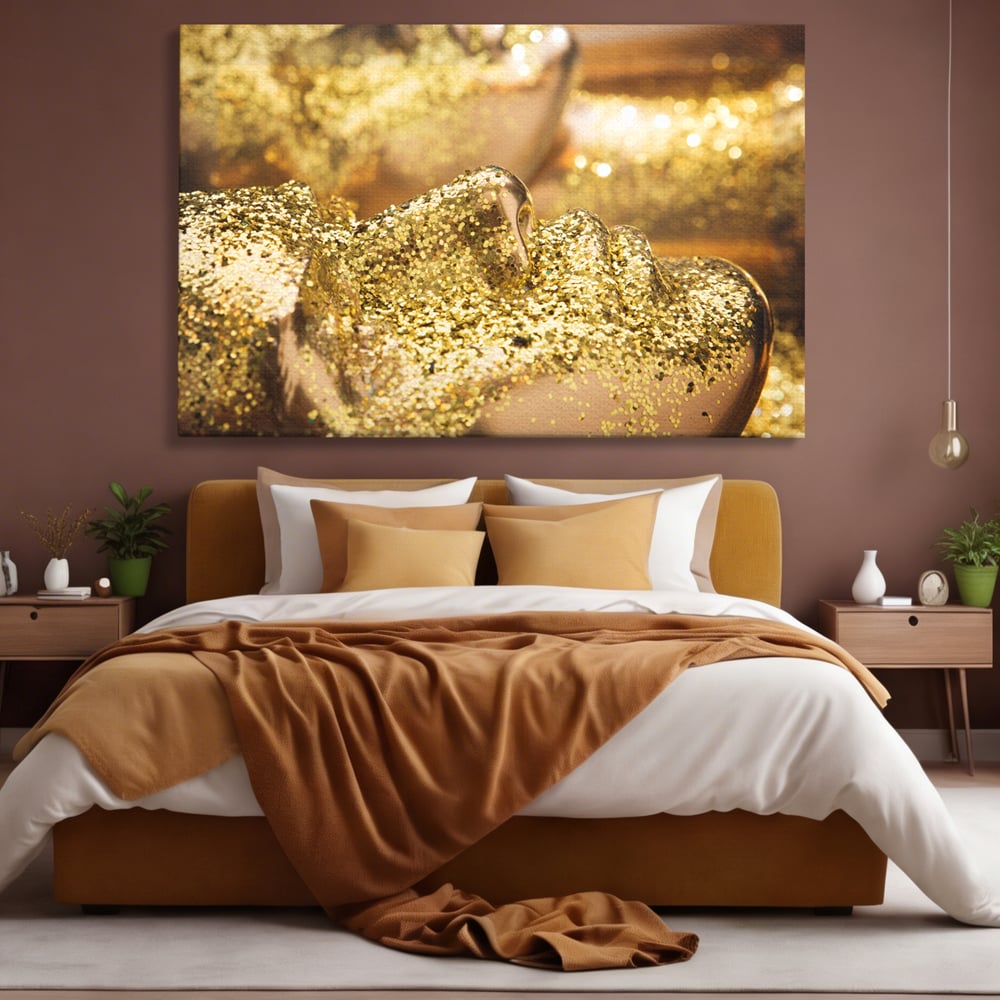 Tablou Canvas Premium LuxCanva® C1051, Golden Face , Culori, Gold, Face, Living Room, Bedroom, Relaxare, Culori Vibrante