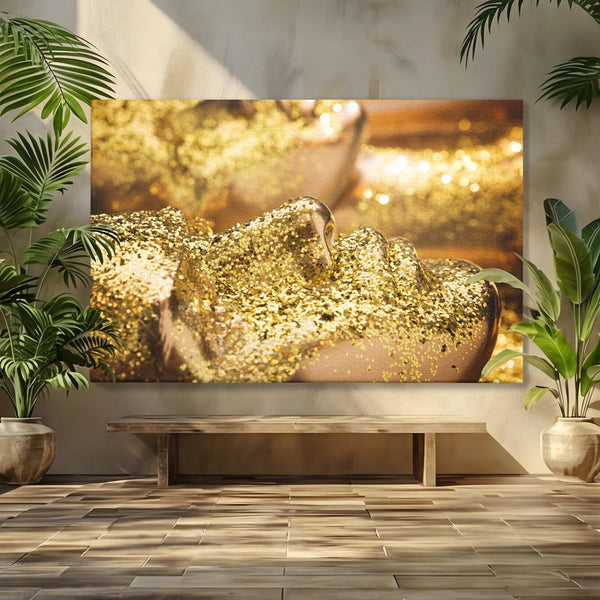 Tablou Canvas Premium LuxCanva® C1051, Golden Face , Culori, Gold, Face, Living Room, Bedroom, Relaxare, Culori Vibrante
