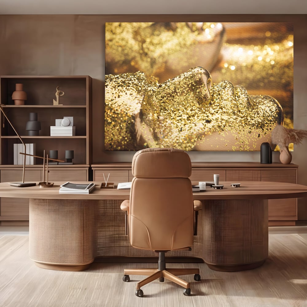 Tablou Canvas Premium LuxCanva® C1051, Golden Face , Culori, Gold, Face, Living Room, Bedroom, Relaxare, Culori Vibrante