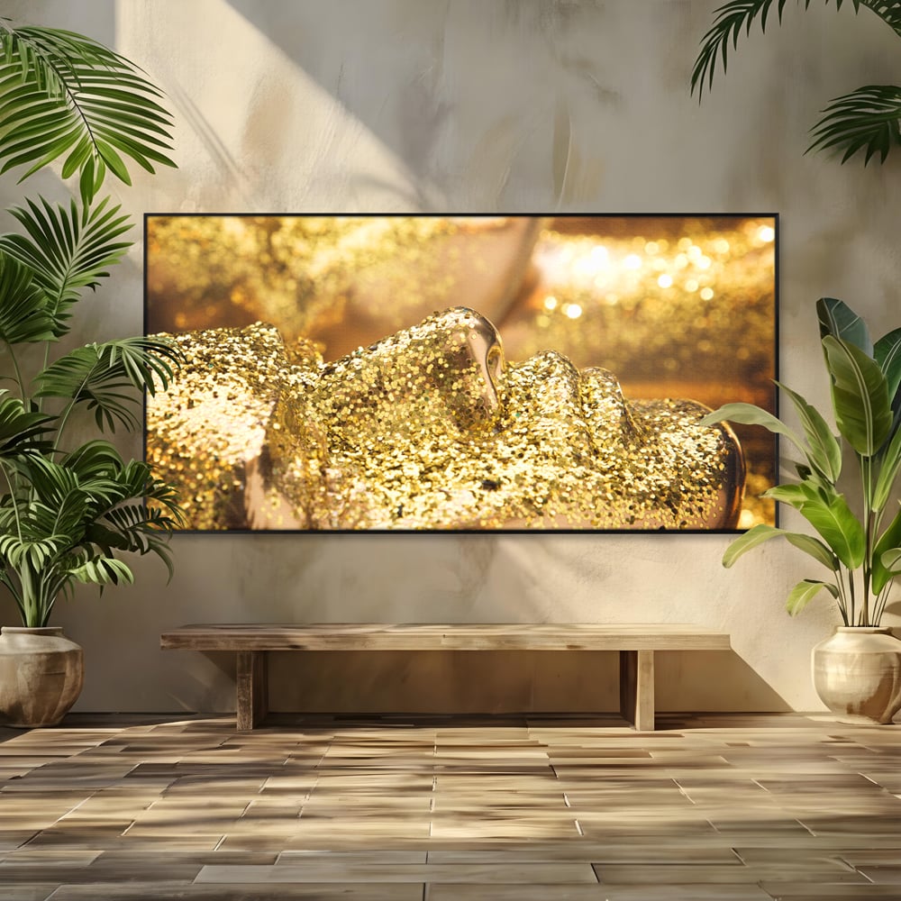 Tablou Canvas Premium LuxCanva® C1051, Golden Face , Culori, Gold, Face, Living Room, Bedroom, Relaxare, Culori Vibrante