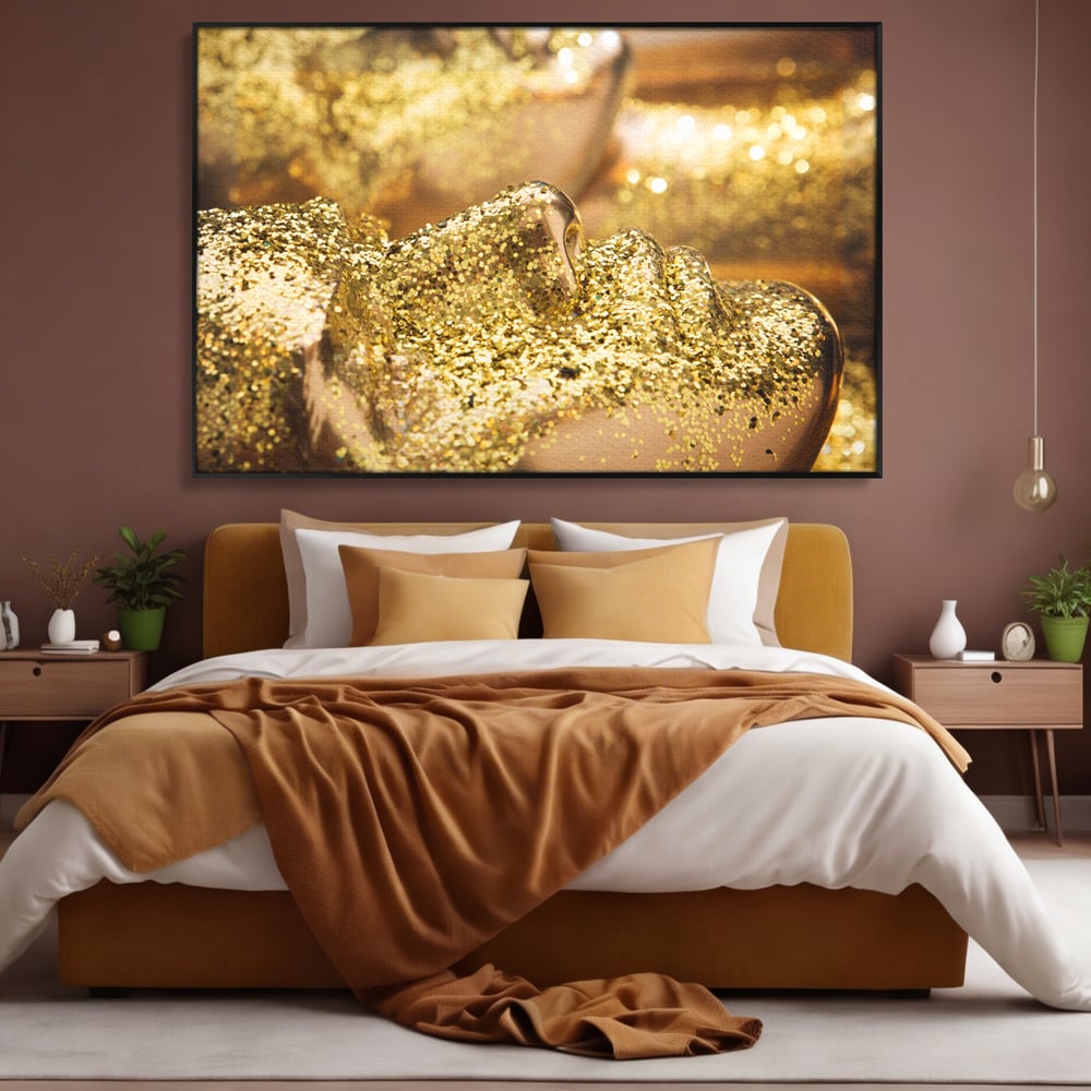 Tablou Canvas Premium LuxCanva® C1051, Golden Face , Culori, Gold, Face, Living Room, Bedroom, Relaxare, Culori Vibrante