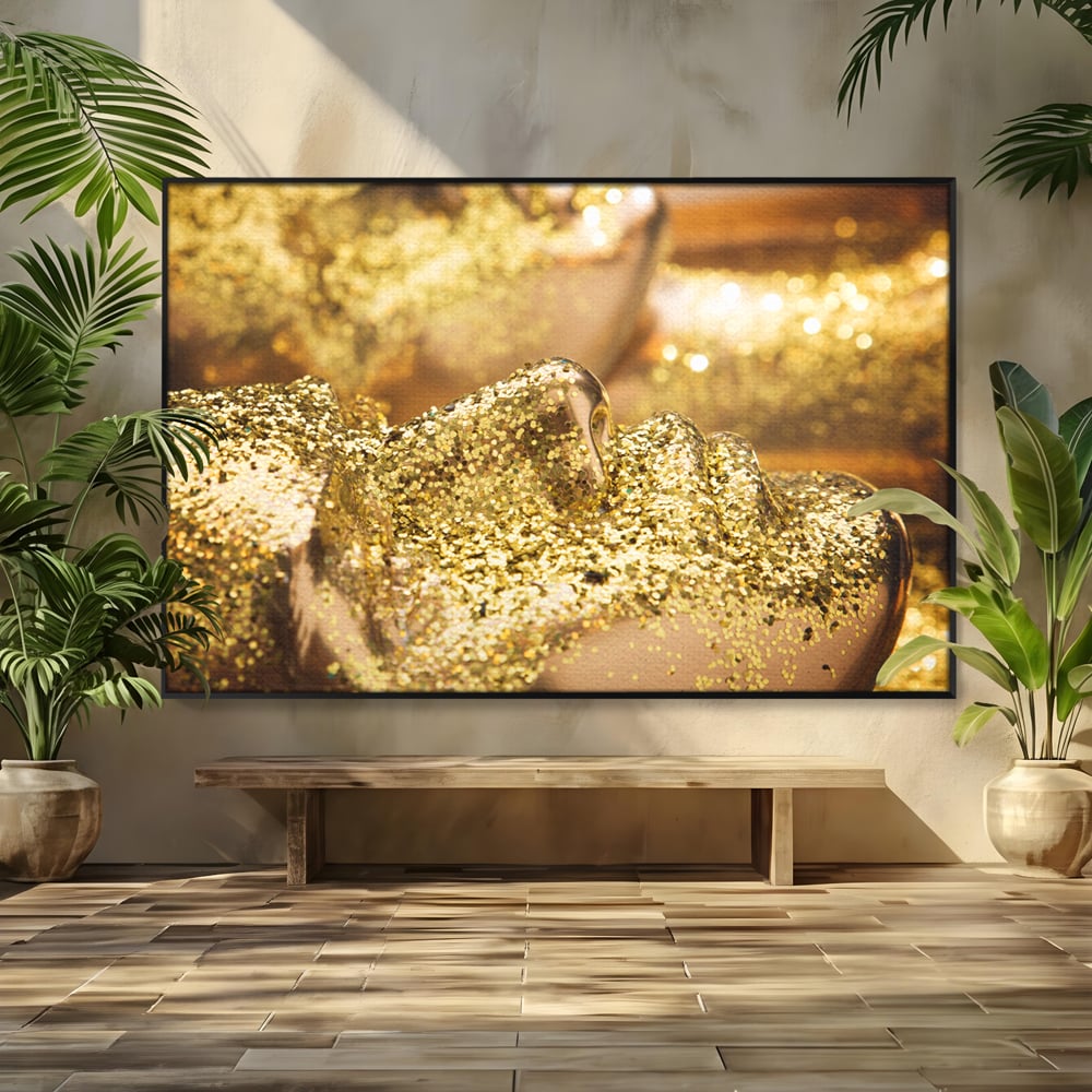Tablou Canvas Premium LuxCanva® C1051, Golden Face , Culori, Gold, Face, Living Room, Bedroom, Relaxare, Culori Vibrante