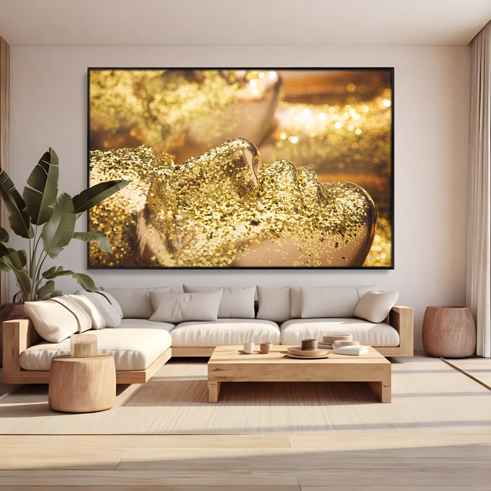 Tablou Canvas Premium LuxCanva® C1051, Golden Face , Culori, Gold, Face, Living Room, Bedroom, Relaxare, Culori Vibrante