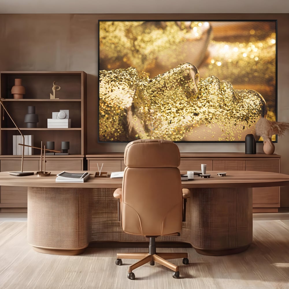Tablou Canvas Premium LuxCanva® C1051, Golden Face , Culori, Gold, Face, Living Room, Bedroom, Relaxare, Culori Vibrante