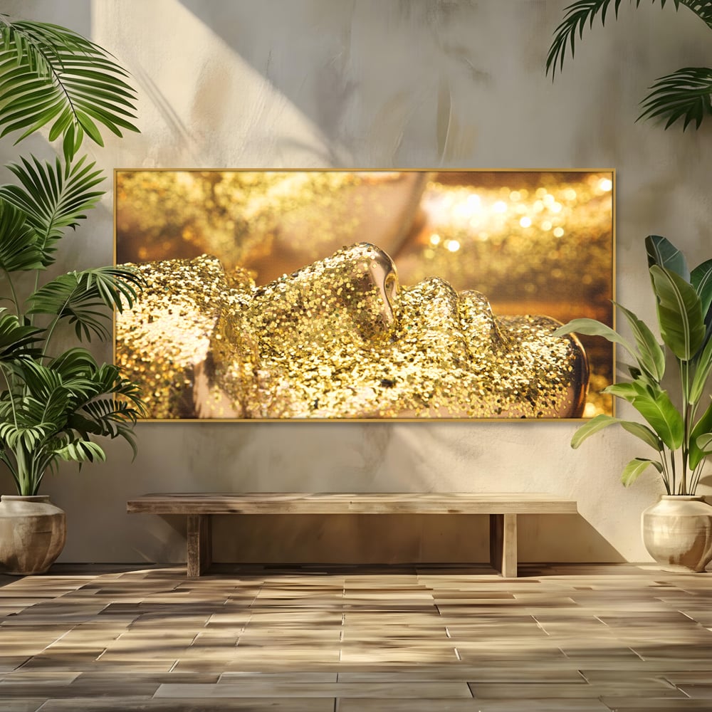 Tablou Canvas Premium LuxCanva® C1051, Golden Face , Culori, Gold, Face, Living Room, Bedroom, Relaxare, Culori Vibrante