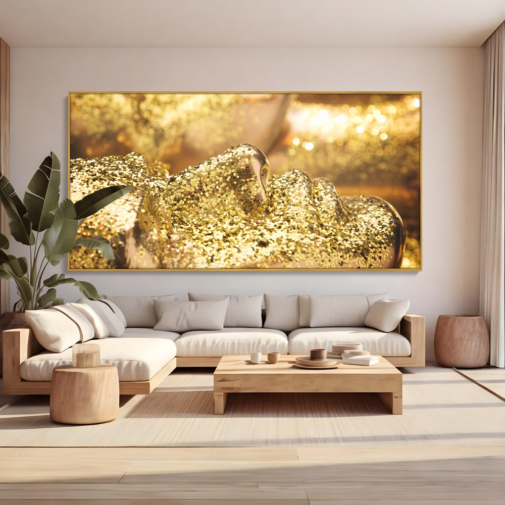 Tablou Canvas Premium LuxCanva® C1051, Golden Face , Culori, Gold, Face, Living Room, Bedroom, Relaxare, Culori Vibrante