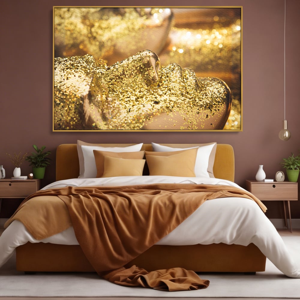 Tablou Canvas Premium LuxCanva® C1051, Golden Face , Culori, Gold, Face, Living Room, Bedroom, Relaxare, Culori Vibrante