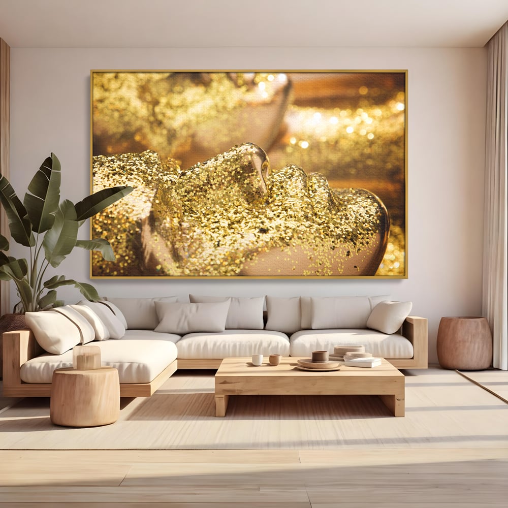 Tablou Canvas Premium LuxCanva® C1051, Golden Face , Culori, Gold, Face, Living Room, Bedroom, Relaxare, Culori Vibrante