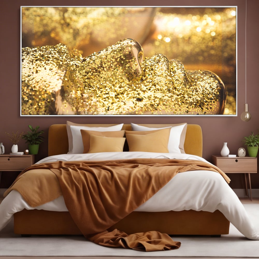 Tablou Canvas Premium LuxCanva® C1051, Golden Face , Culori, Gold, Face, Living Room, Bedroom, Relaxare, Culori Vibrante