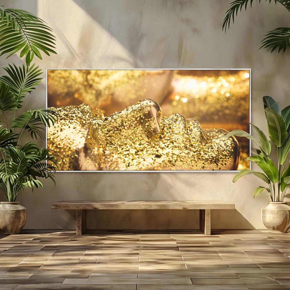 Tablou Canvas Premium LuxCanva® C1051, Golden Face , Culori, Gold, Face, Living Room, Bedroom, Relaxare, Culori Vibrante