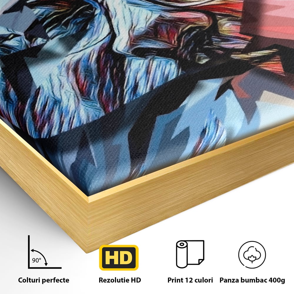 Tablou Canvas Premium LuxCanva® C1052, Abstract Old Man's Face , Culori, Gold, Face, Living Room, Office, Relaxare, Culori Vibrante